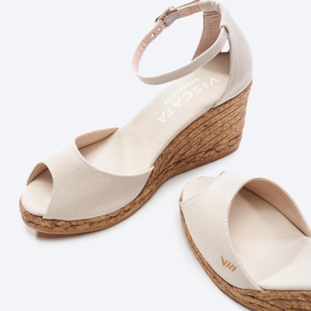 Viscata Aiguafreda Espadrille Canvas Jute Wedge Peep Toe Sandals Woman's 9 (40) - Picture 12 of 16
